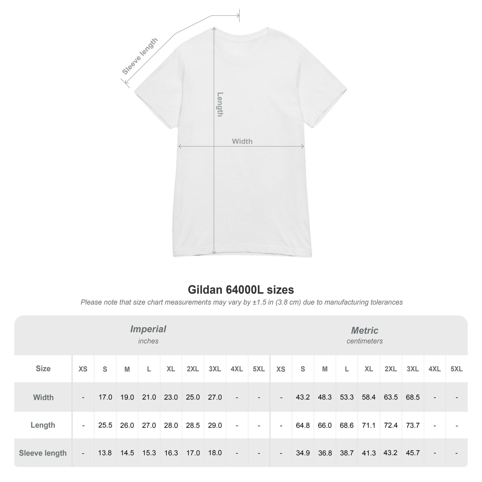 measurement chart on a white background