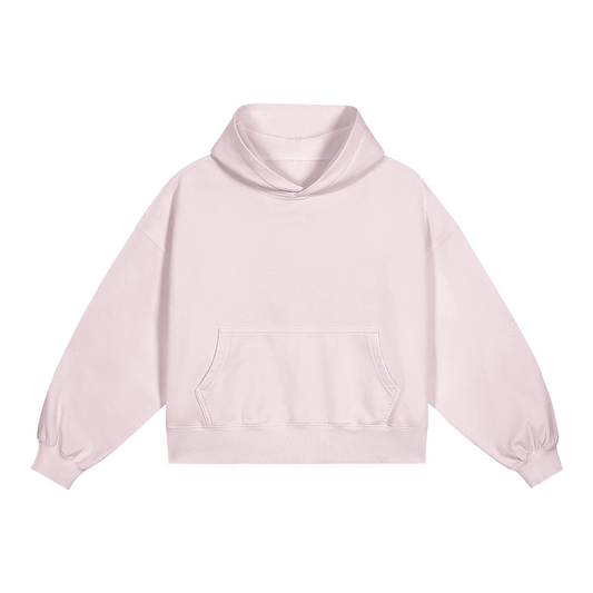 pink hoodie with "after hours " embroidered in white cursive font on the back.